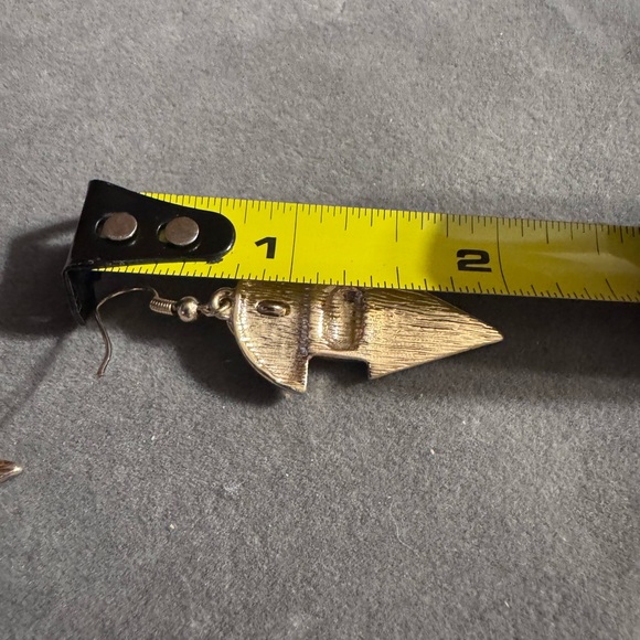 Gold Tone Statement Rhinestone Dangle Earrings - Picture 5 of 5